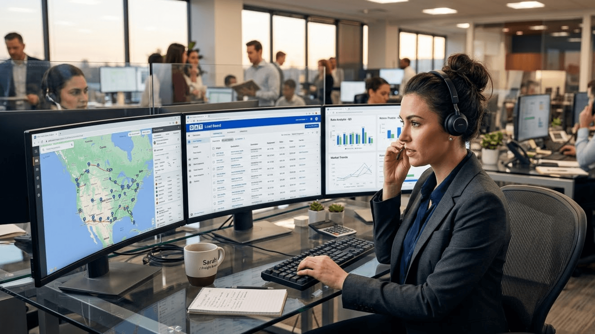 Freight Brokers at work station